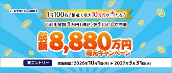 (Visa限定)「抽選で最大10万円が当たる︕総額8,880万円還元キャンペーン」